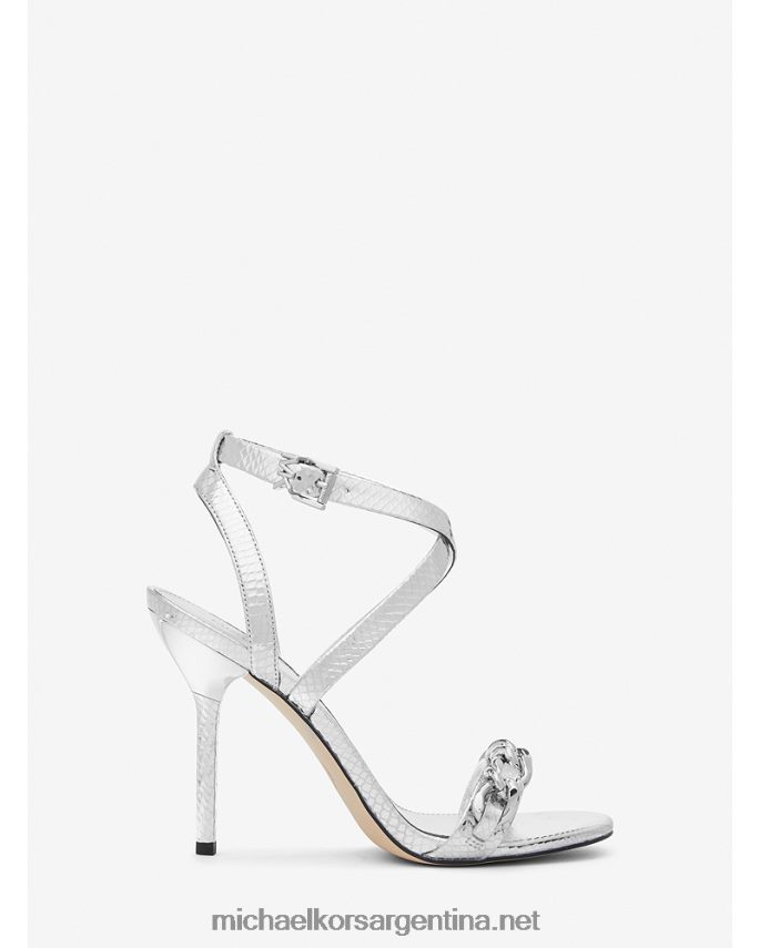 mujer plata sandalias asha de piel en relieve con detalles de serpiente Michael Kors T46HB01944