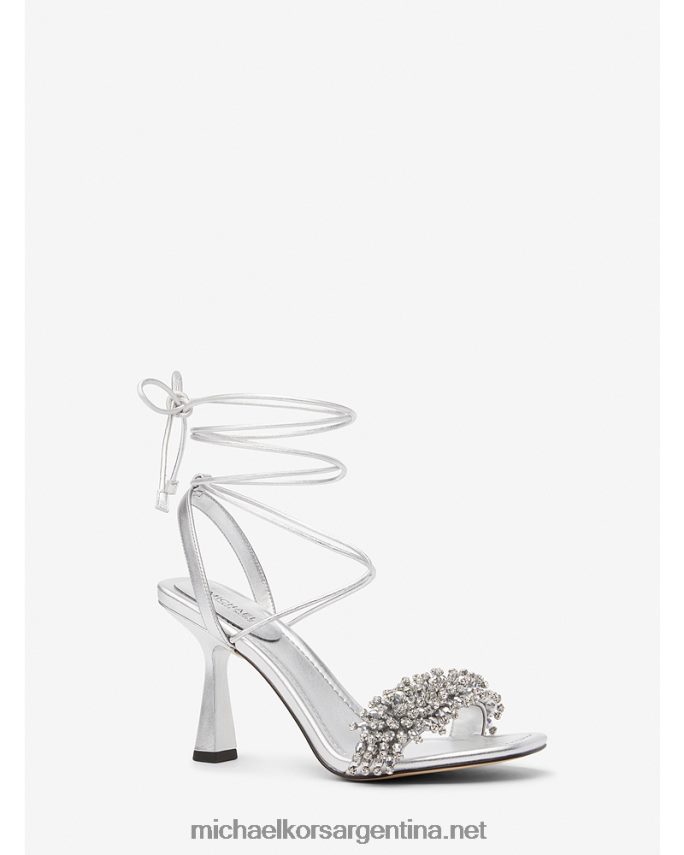 mujer plata sandalias lucia de piel metalizada con adornos Michael Kors T46HB01964