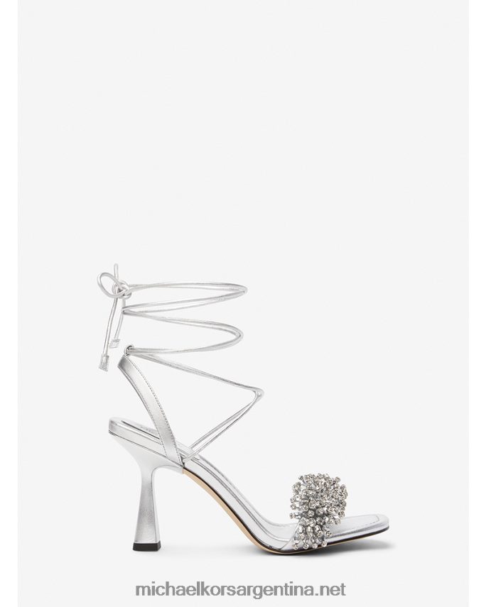 mujer plata sandalias lucia de piel metalizada con adornos Michael Kors T46HB01964