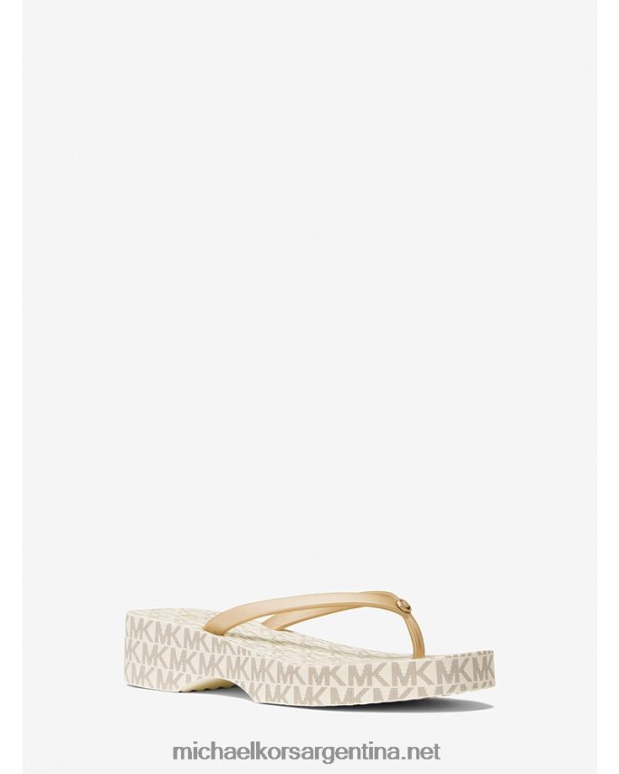 mujer vainilla/oro pálido chanclas con logo de lilo Michael Kors T46HB01868