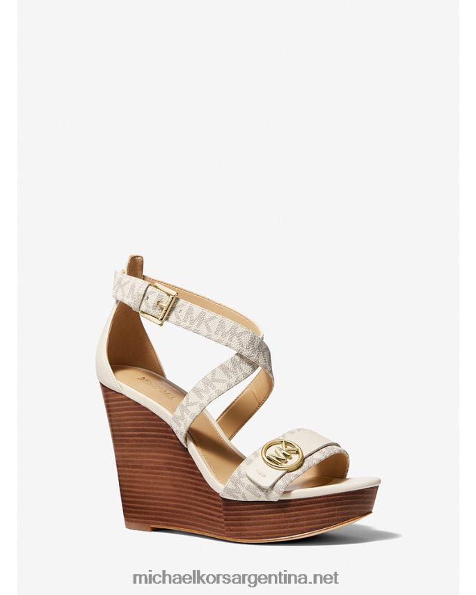 mujer vainilla sandalia con cuña de piel sintética y logo carmen Michael Kors T46HB02079