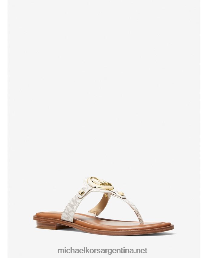 mujer vainilla sandalias Aubrey con tira en T y logo Michael Kors T46HB02000