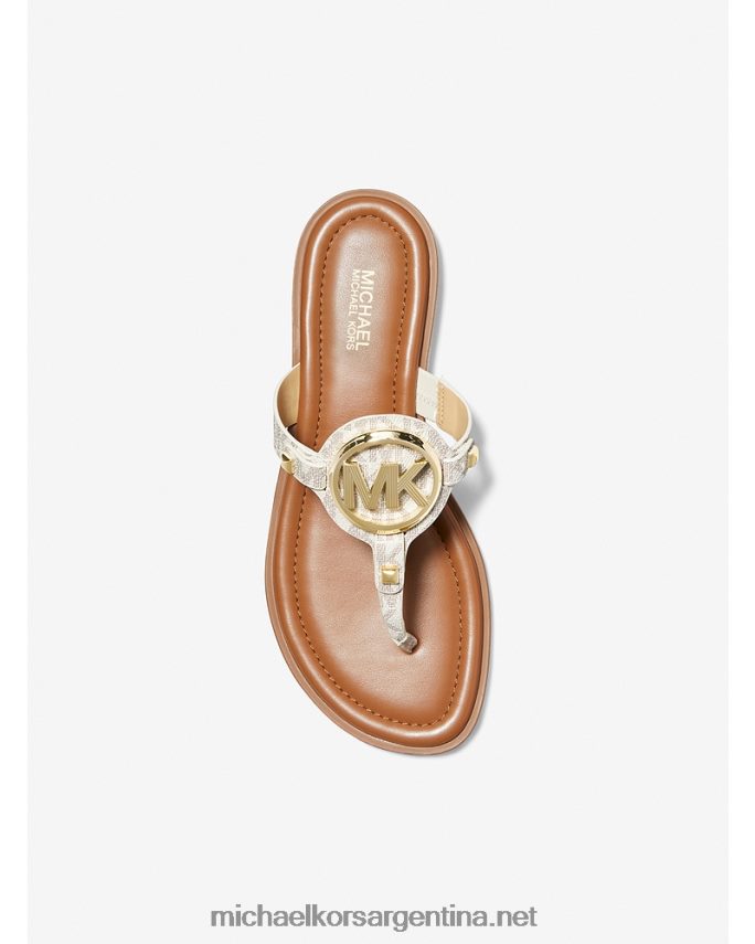 mujer vainilla sandalias Aubrey con tira en T y logo Michael Kors T46HB02000