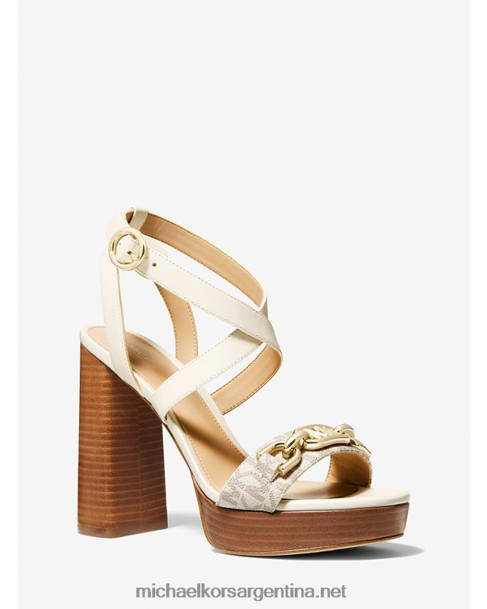 mujer vainilla sandalias con plataforma de cuero y logo adornado Kailey Michael Kors T46HB02024