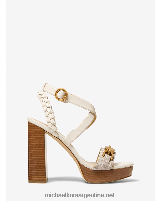 mujer vainilla sandalias con plataforma de cuero y logo adornado Kailey Michael Kors T46HB02051