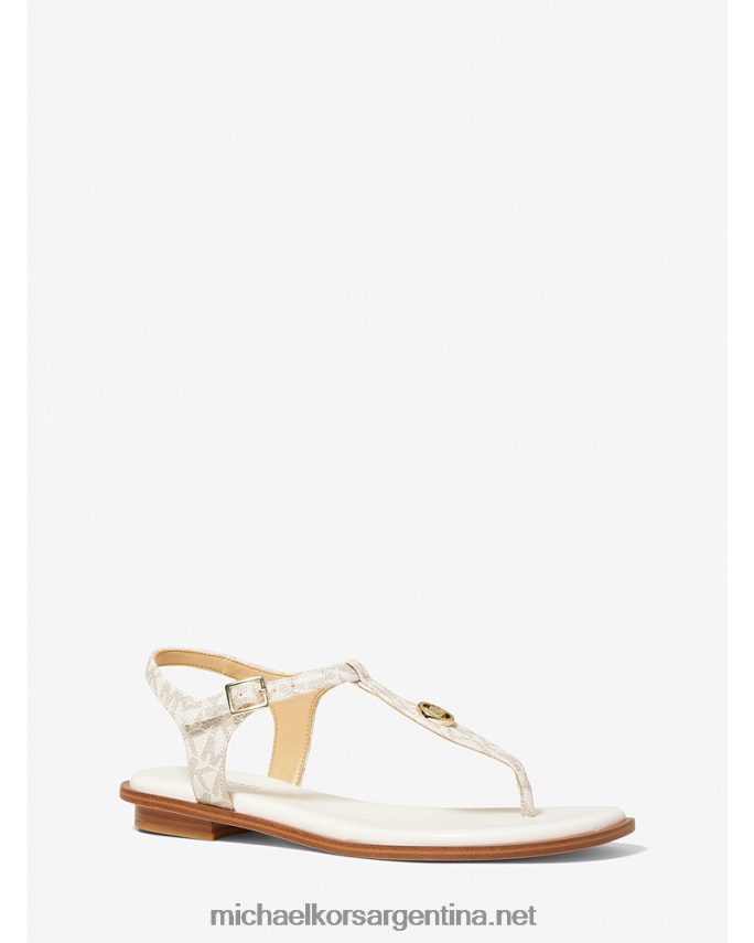 mujer vainilla sandalias mallory con tira en T y logo Michael Kors T46HB01903