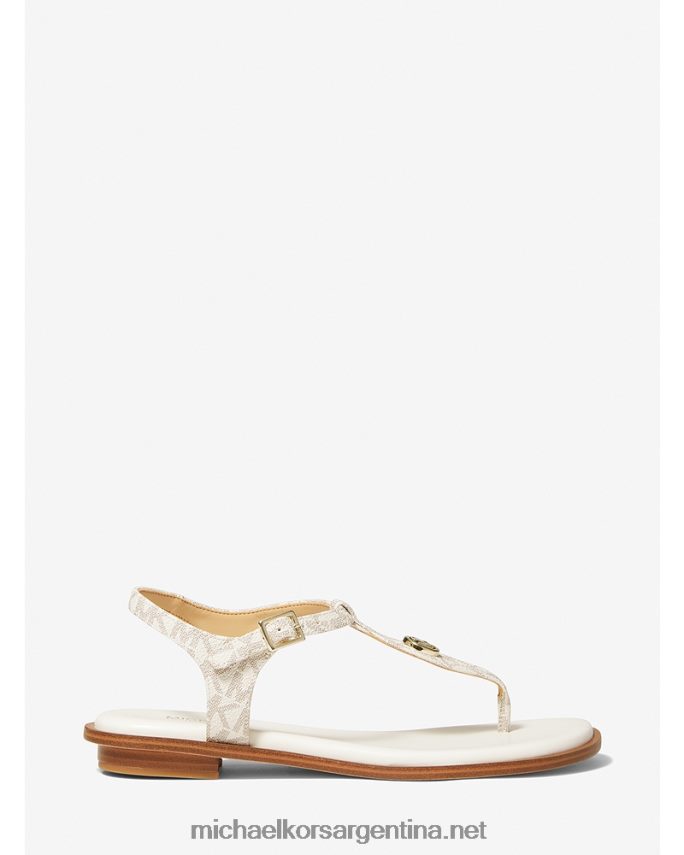 mujer vainilla sandalias mallory con tira en T y logo Michael Kors T46HB01903