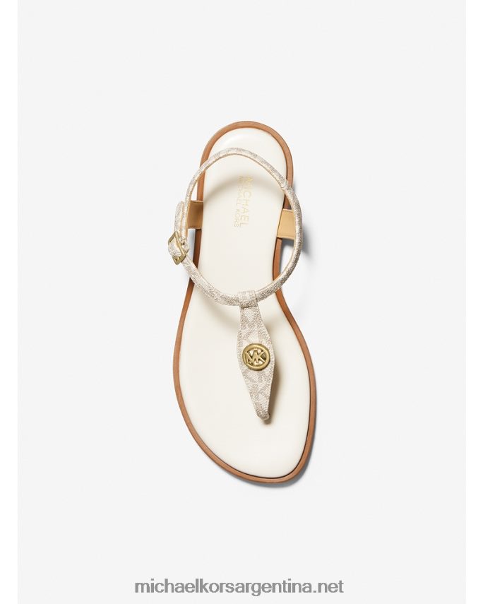 mujer vainilla sandalias mallory con tira en T y logo Michael Kors T46HB01903