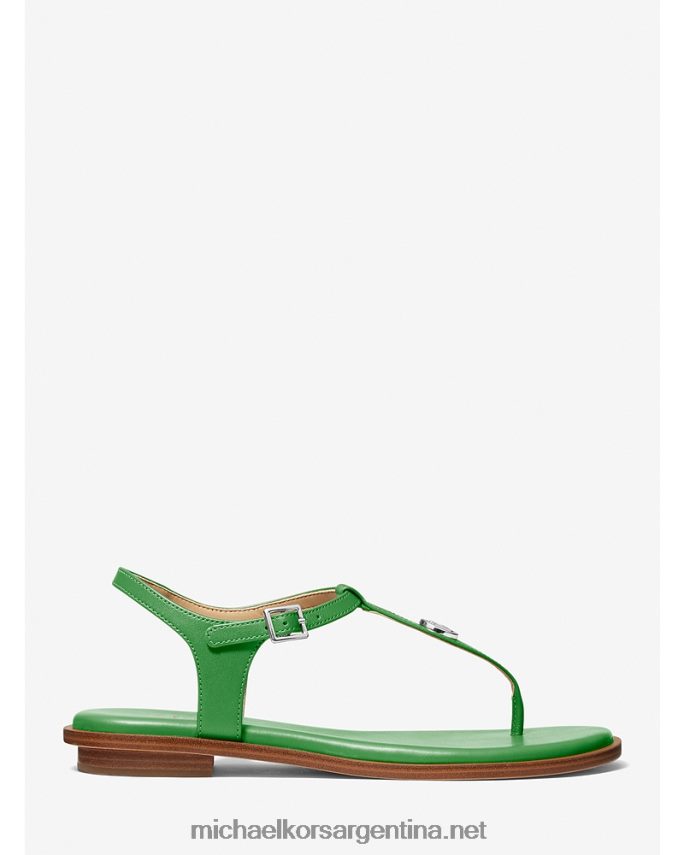 mujer verde palmera Sandalia Mallory con tira en T de piel Michael Kors T46HB01901