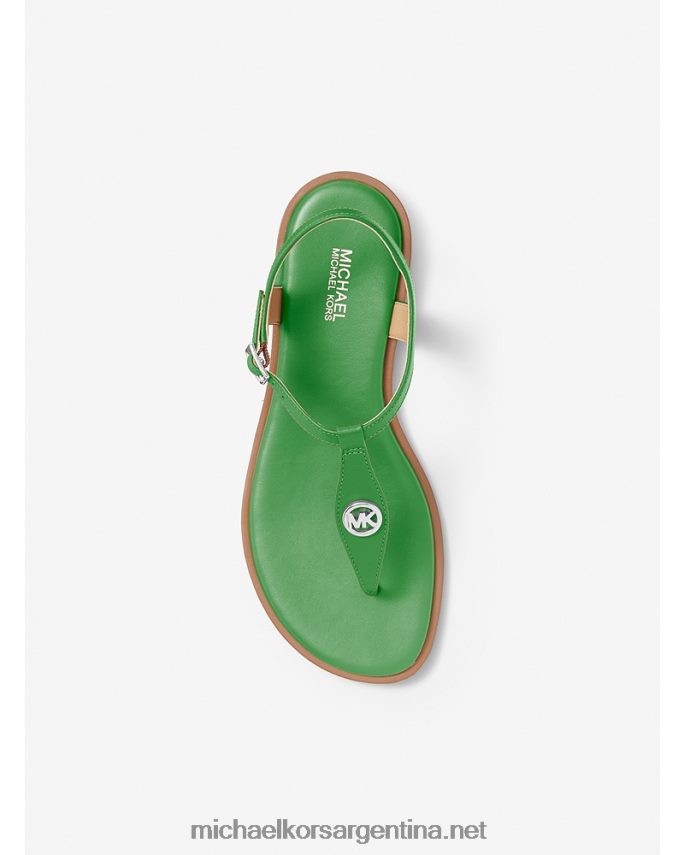 mujer verde palmera Sandalia Mallory con tira en T de piel Michael Kors T46HB01901