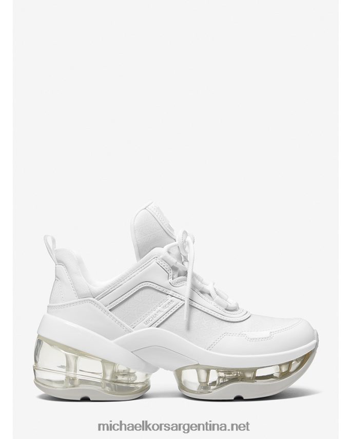 mujer Blanco óptico Zapatillas deportivas de piel y jacquard con logo Olympia Extreme Michael Kors T46HB01746