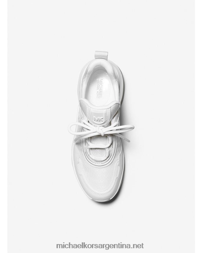 mujer Blanco óptico Zapatillas deportivas de piel y jacquard con logo Olympia Extreme Michael Kors T46HB01746