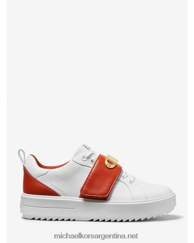 mujer Naranja intenso tenis emmett de piel con logo Michael Kors T46HB01796