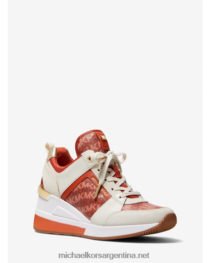 mujer Naranja intenso zapatillas georgie animal print logo y piel Michael Kors T46HB01793
