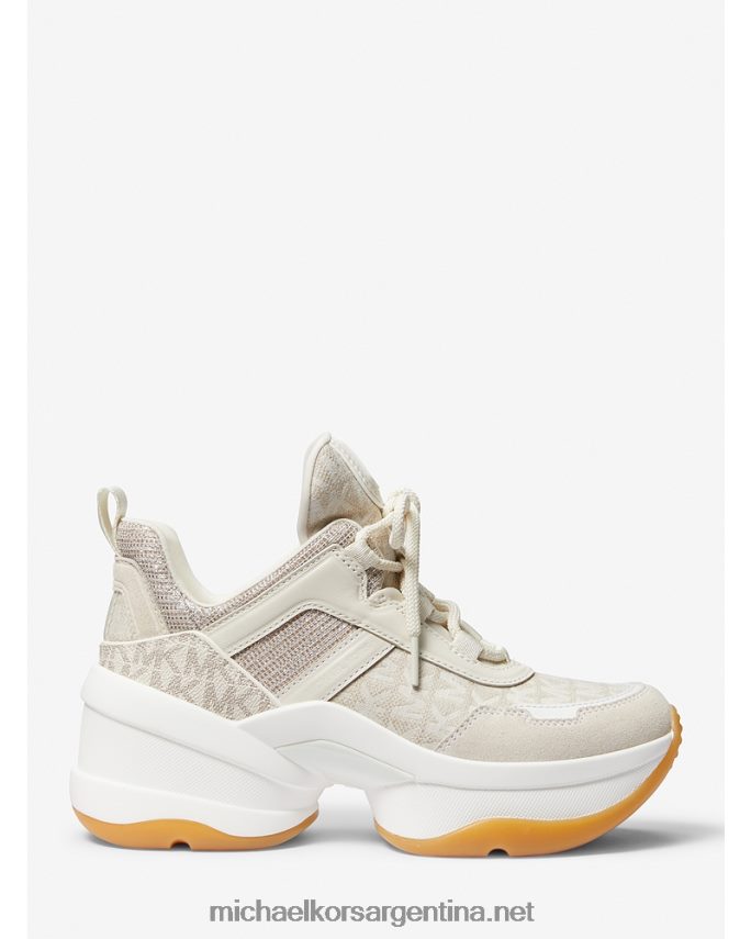 mujer combinación natural tenis de malla con logo olympia en jacquard y purpurina Michael Kors T46HB01753