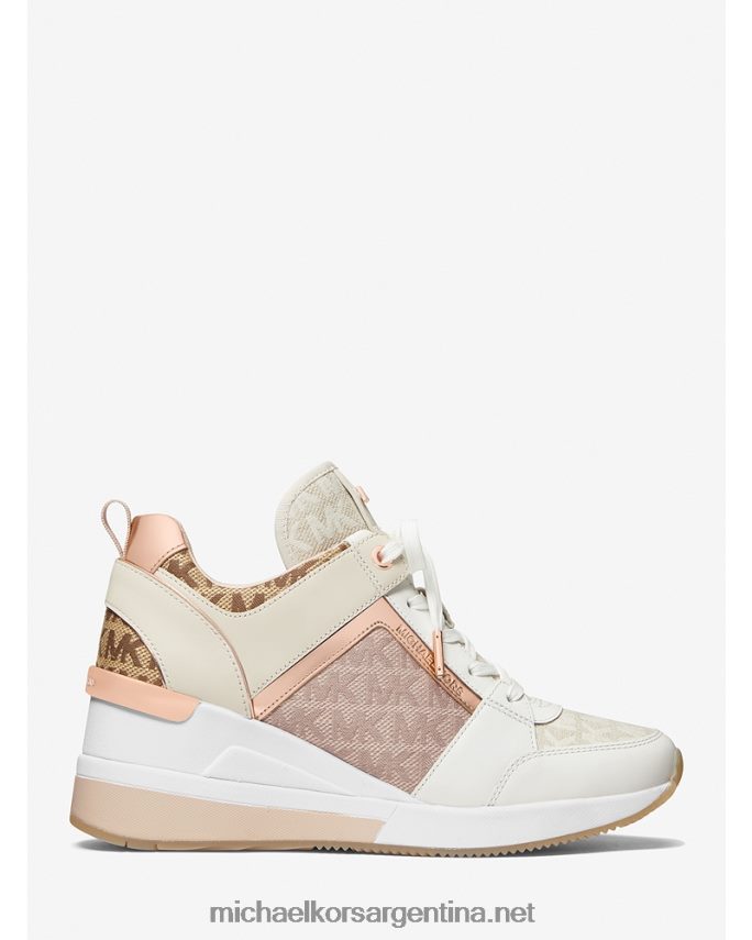 mujer combinación natural zapatillas georgie de piel color block y jacquard con logo Michael Kors T46HB01720