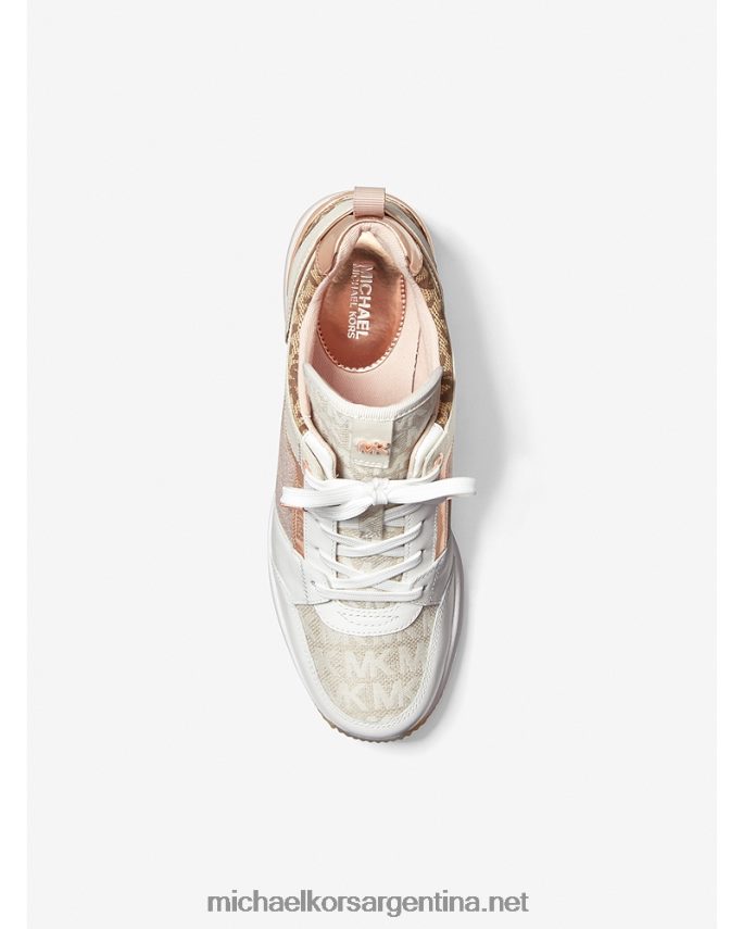 mujer combinación natural zapatillas georgie de piel color block y jacquard con logo Michael Kors T46HB01720