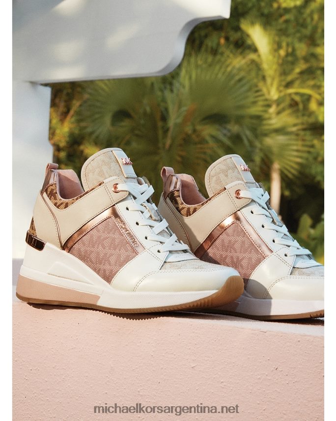 mujer combinación natural zapatillas georgie de piel color block y jacquard con logo Michael Kors T46HB01720