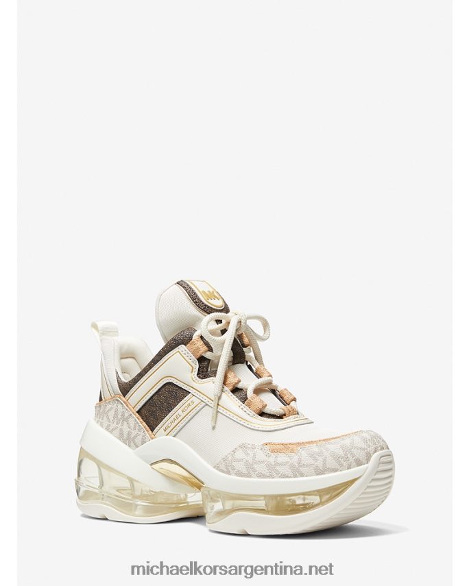mujer crema zapatillas olympia extreme con logo y lona Michael Kors T46HB01784