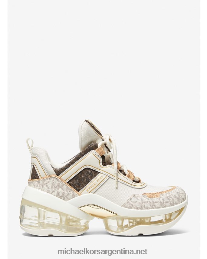 mujer crema zapatillas olympia extreme con logo y lona Michael Kors T46HB01784