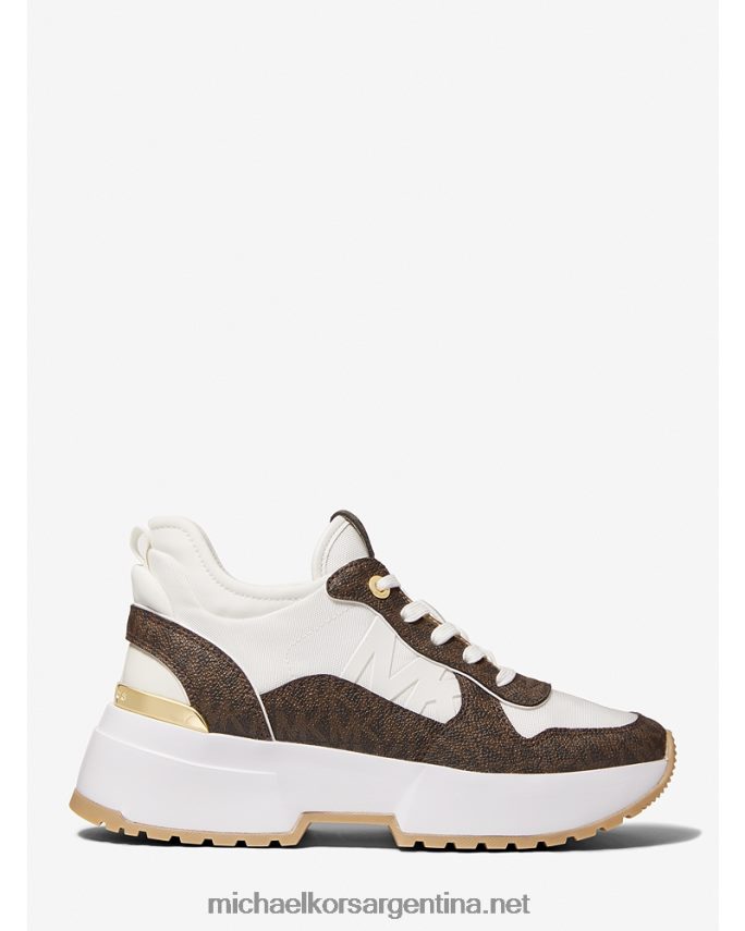 mujer marrón tenis con malla y logo muse Michael Kors T46HB01809