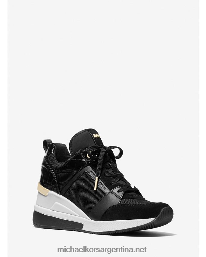 mujer negro zapatillas georgie de nailon y piel grabada de cocodrilo Michael Kors T46HB01721