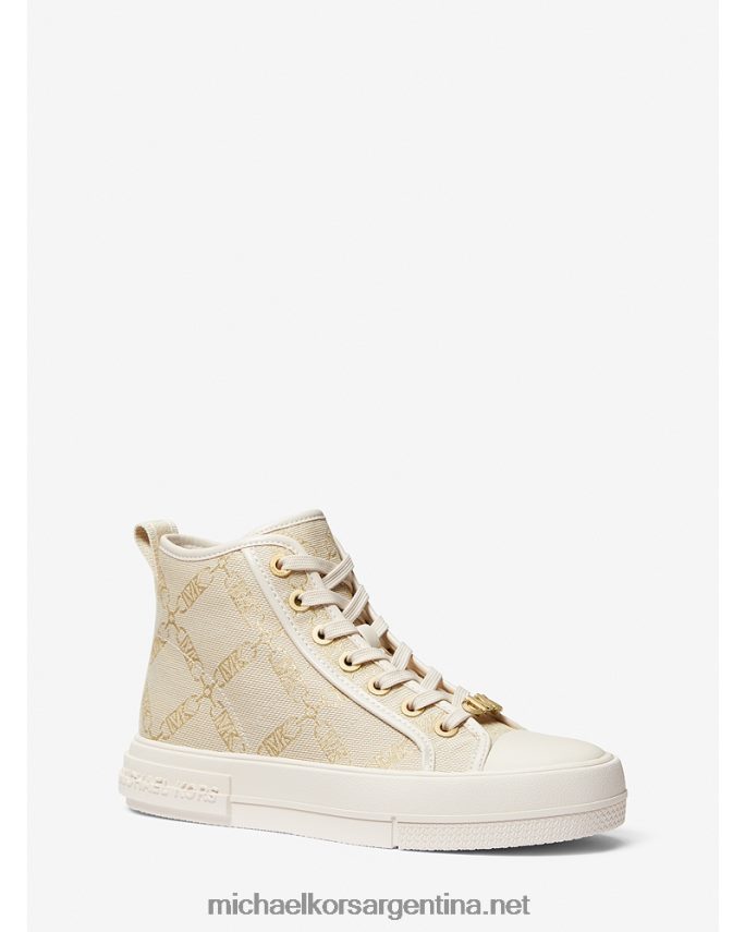 mujer oro pálido/natural tenis altos de jacquard con logo imperio metalizado evy Michael Kors T46HB01780