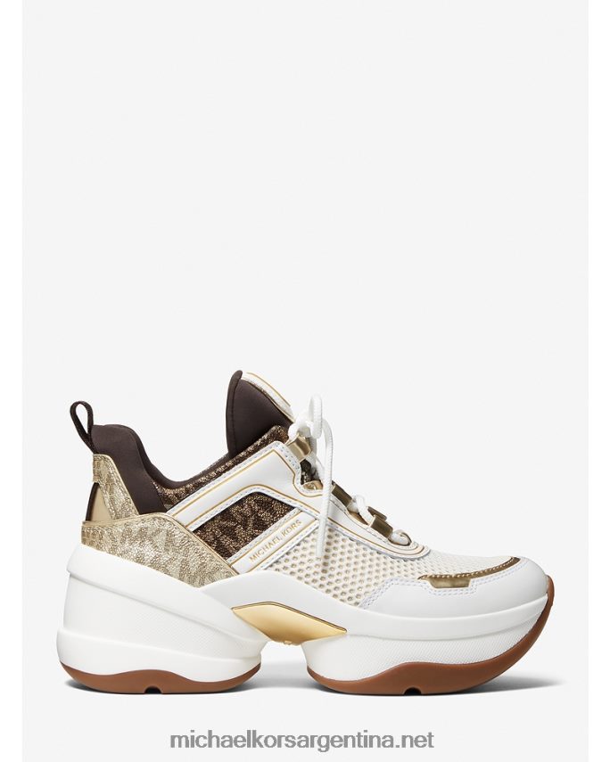 mujer oro pálido tenis olympia de malla y logo metalizado Michael Kors T46HB01786