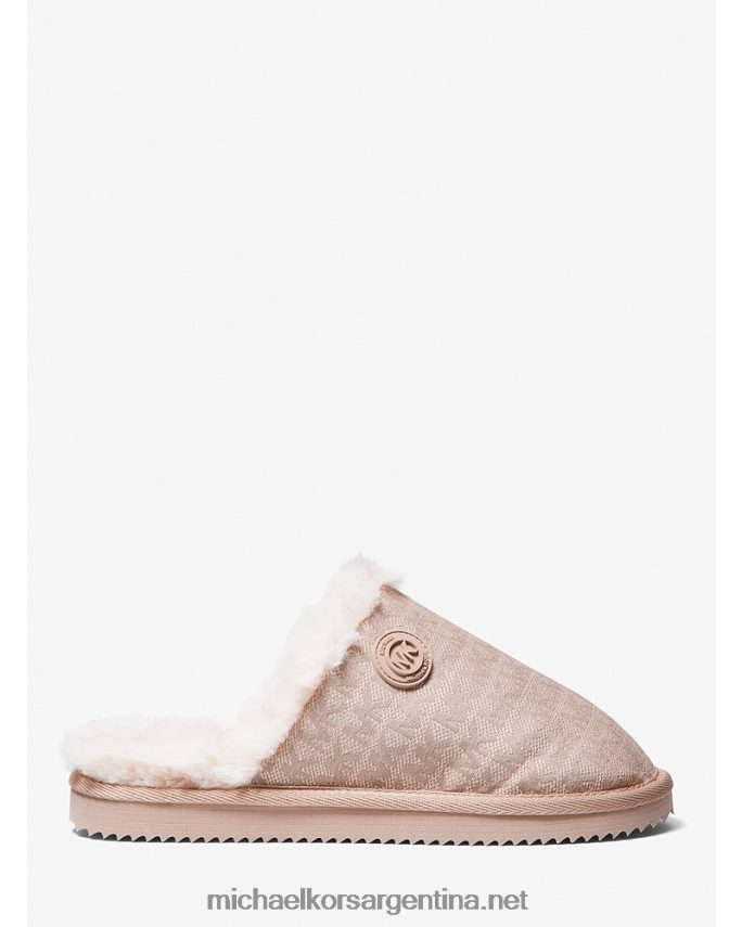 mujer Rosa suave pantuflas janis en jacquard con logo y forro de piel sintética Michael Kors T46HB02339