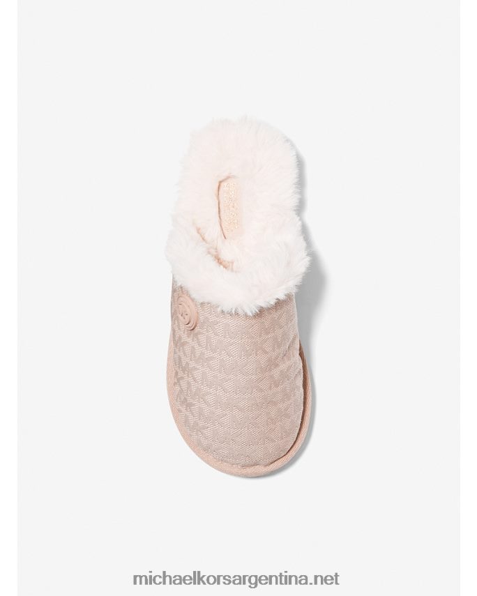 mujer Rosa suave pantuflas janis en jacquard con logo y forro de piel sintética Michael Kors T46HB02339