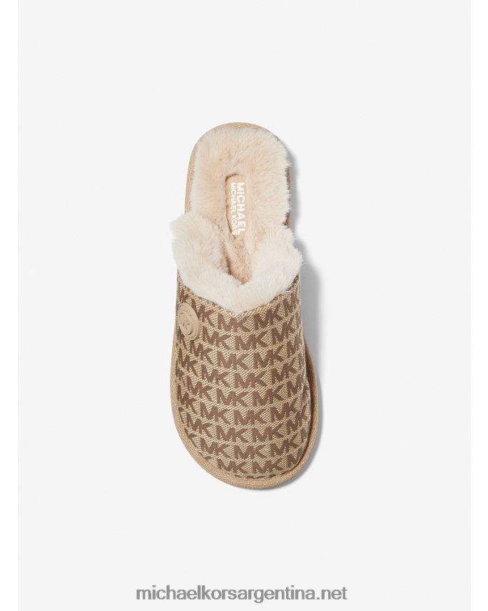 mujer beis multicolor pantuflas janis en jacquard con logo y forro de piel sintética Michael Kors T46HB02338