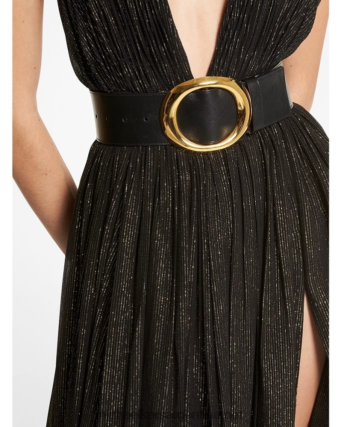 unisexo negro cinturón de colección de cuero Michael Kors T46HB03898