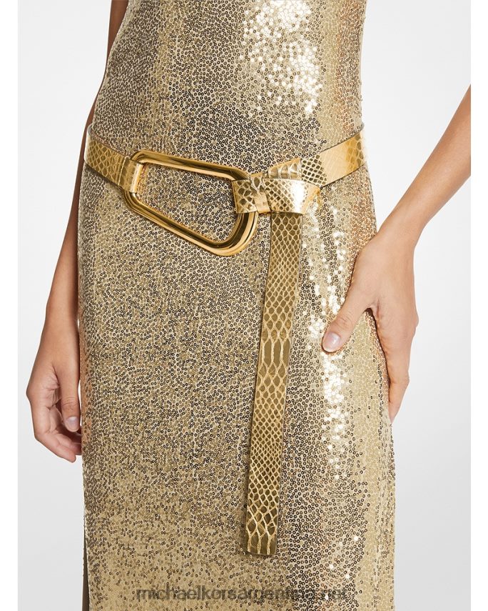 unisexo oro cinturón de piel grabado pitón metalizado collection angelina Michael Kors T46HB03880