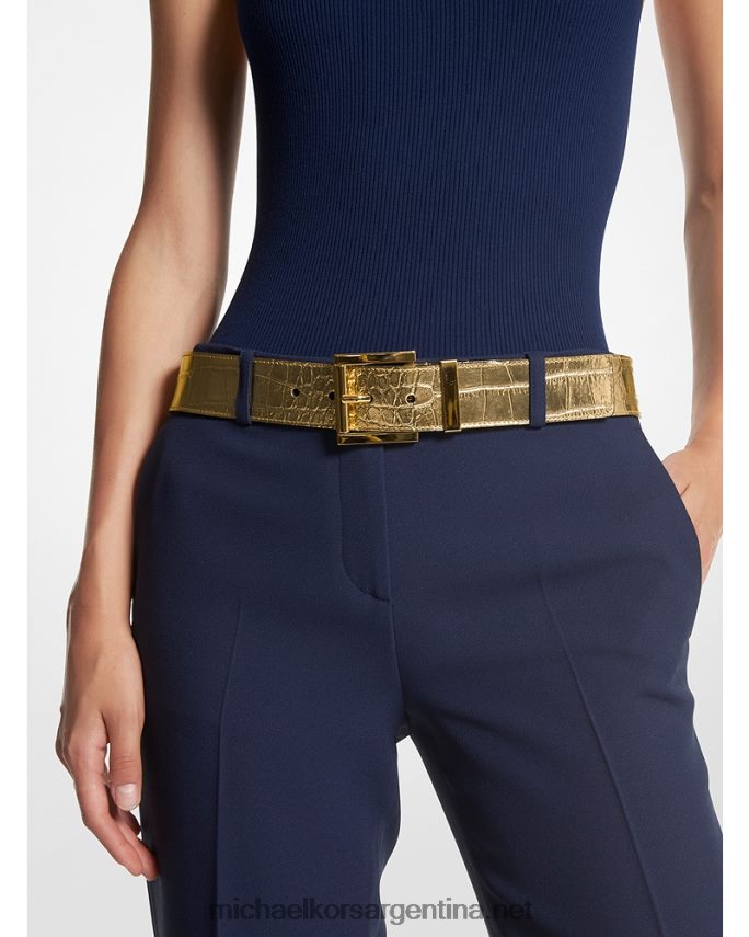 unisexo oro cinturón pantalón collection piel grabada cocodrilo metalizado Michael Kors T46HB03886