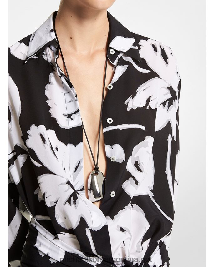 unisexo plata collar de guijarros de seda y latón con baño de metales preciosos de la colección Michael Kors T46HB03877