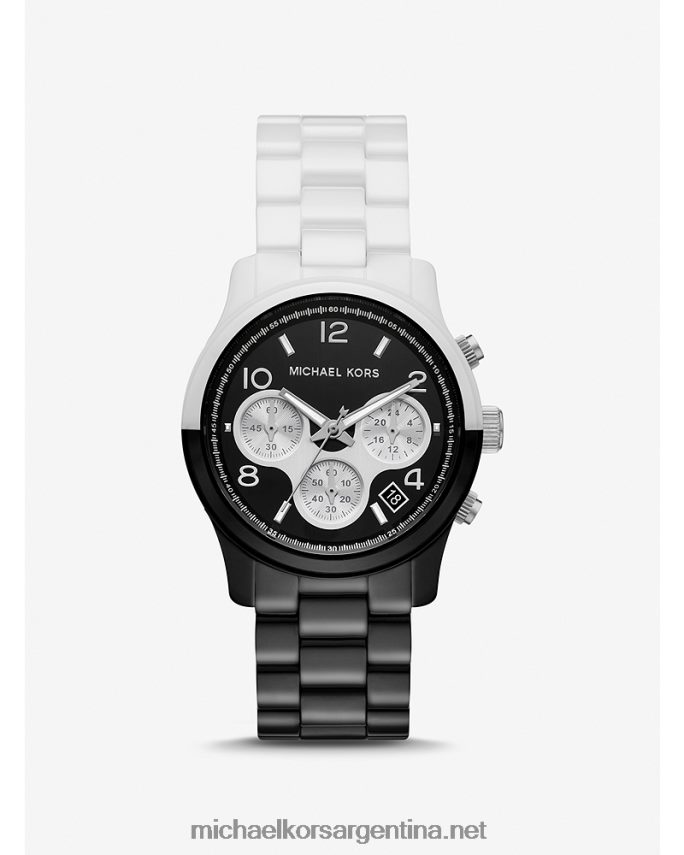 unisexo blanco negro reloj de cerámica de pista Michael Kors T46HB03962