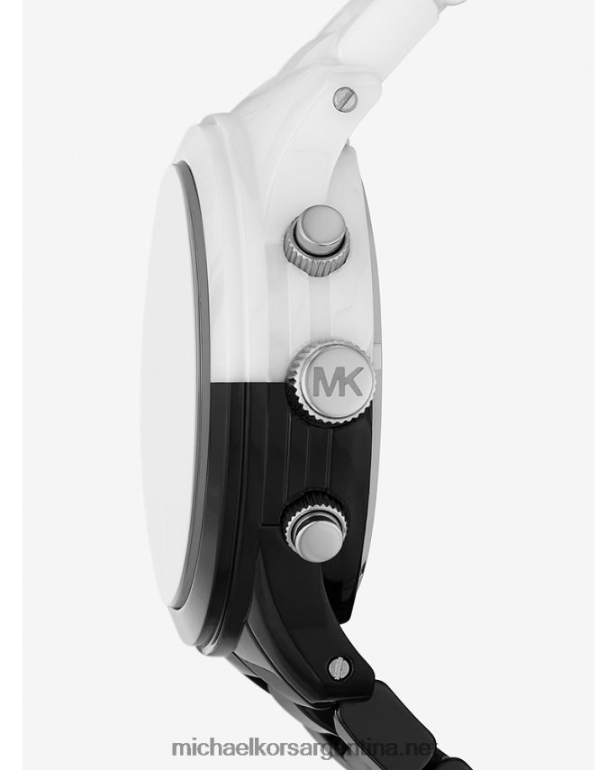 unisexo blanco negro reloj de cerámica de pista Michael Kors T46HB03962
