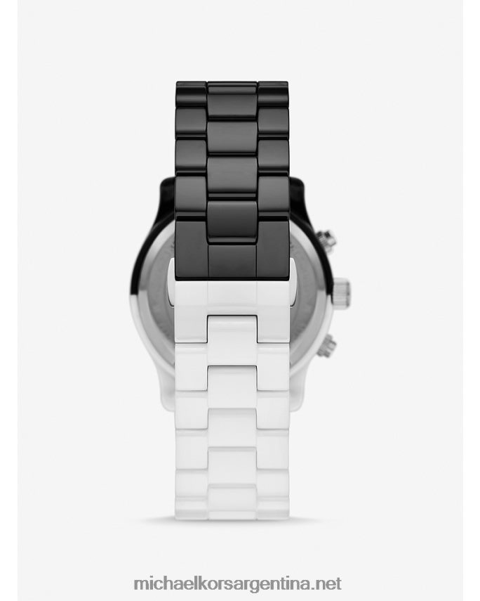 unisexo blanco negro reloj de cerámica de pista Michael Kors T46HB03962
