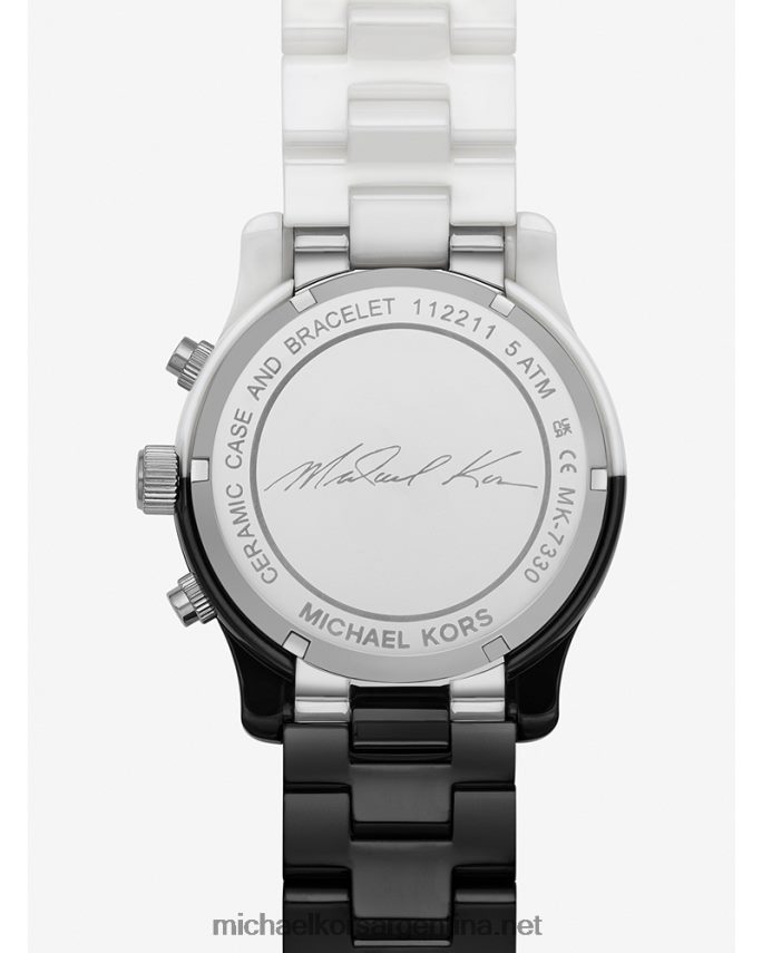 unisexo blanco negro reloj de cerámica de pista Michael Kors T46HB03962