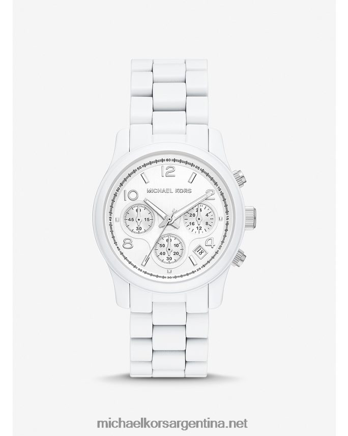 unisexo blanco reloj de pista delgado Michael Kors T46HB03960