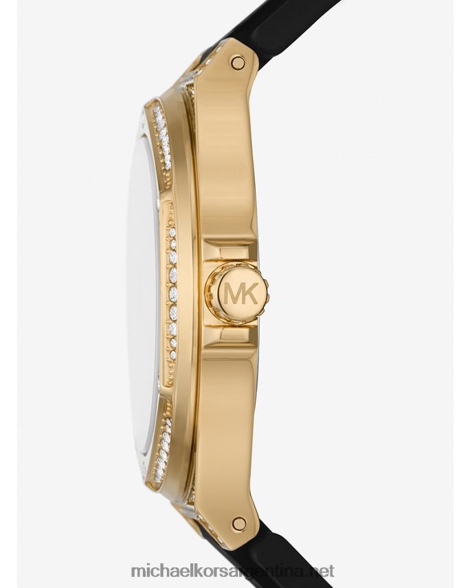 unisexo negro reloj lennox paveand de silicona de gran tamaño Michael Kors T46HB03971