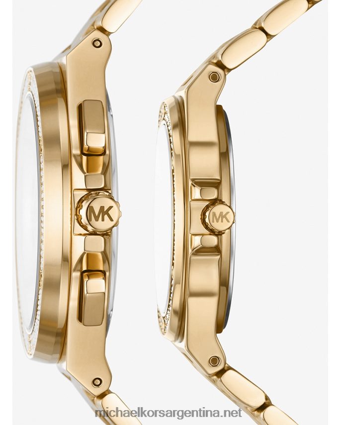 unisexo oro Juego de relojes Lennox pave para él y para ella. Michael Kors T46HB03986