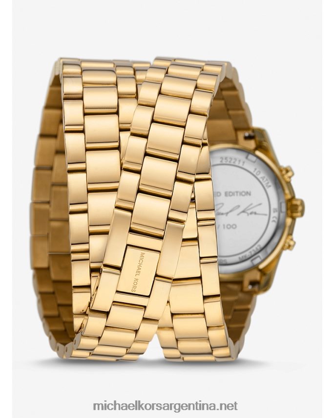 unisexo oro reloj envolvente de acero inoxidable chapado en oro de 18 quilates de edición limitada Michael Kors T46HB03879