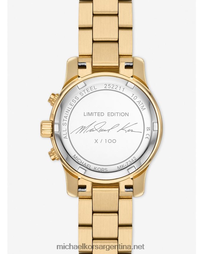 unisexo oro reloj envolvente de acero inoxidable chapado en oro de 18 quilates de edición limitada Michael Kors T46HB03879