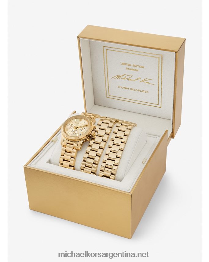 unisexo oro reloj envolvente de acero inoxidable chapado en oro de 18 quilates de edición limitada Michael Kors T46HB03879