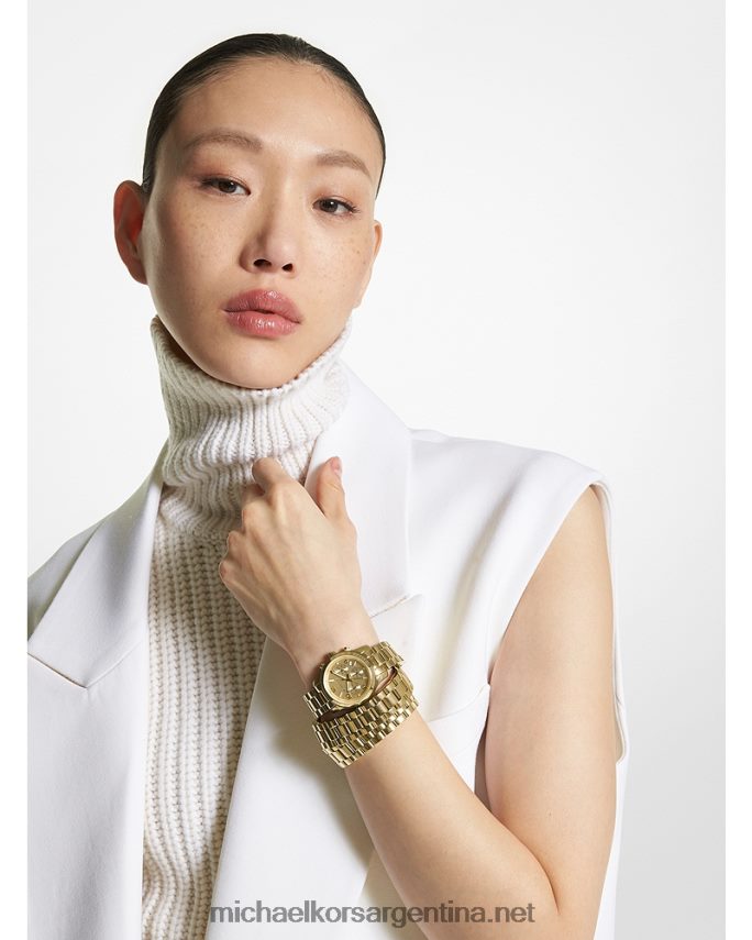 unisexo oro reloj envolvente de acero inoxidable chapado en oro de 18 quilates de edición limitada Michael Kors T46HB03879