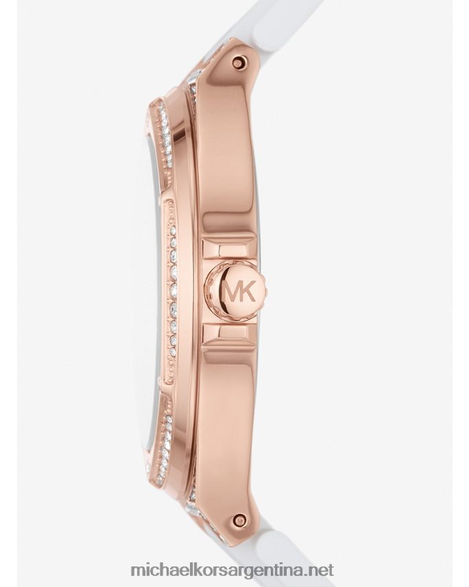 unisexo oro rosa reloj Lennox de gran tamaño pavé y silicona Michael Kors T46HB03969