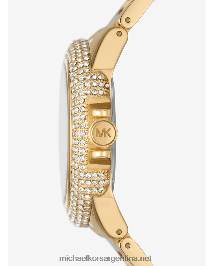unisexo oro set de regalo de reloj camille pave extragrande y pulsera deslizante Michael Kors T46HB04013