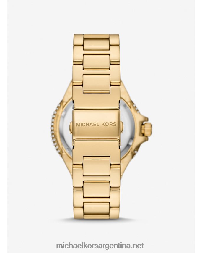 unisexo oro set de regalo de reloj camille pave extragrande y pulsera deslizante Michael Kors T46HB04013
