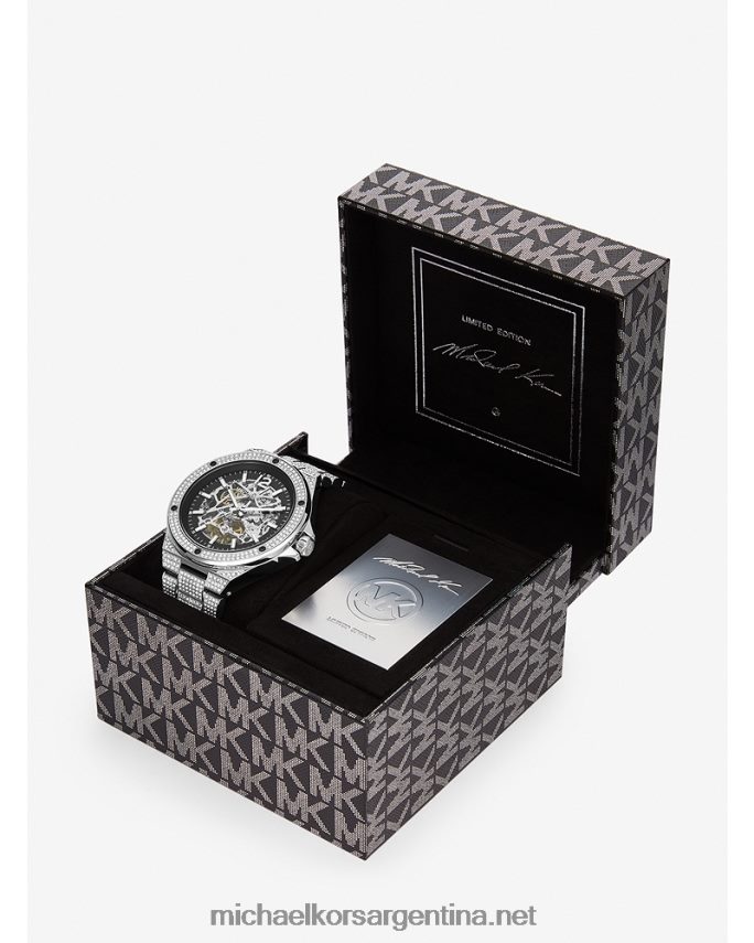 unisexo plata reloj lennox pave de gran tamaño de edición limitada Michael Kors T46HB03983